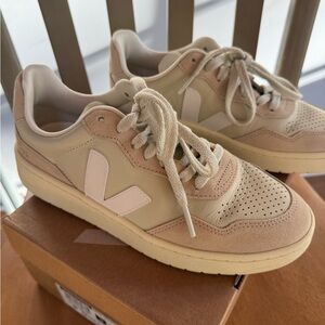Veja Light Tan and Off-White Sneakers